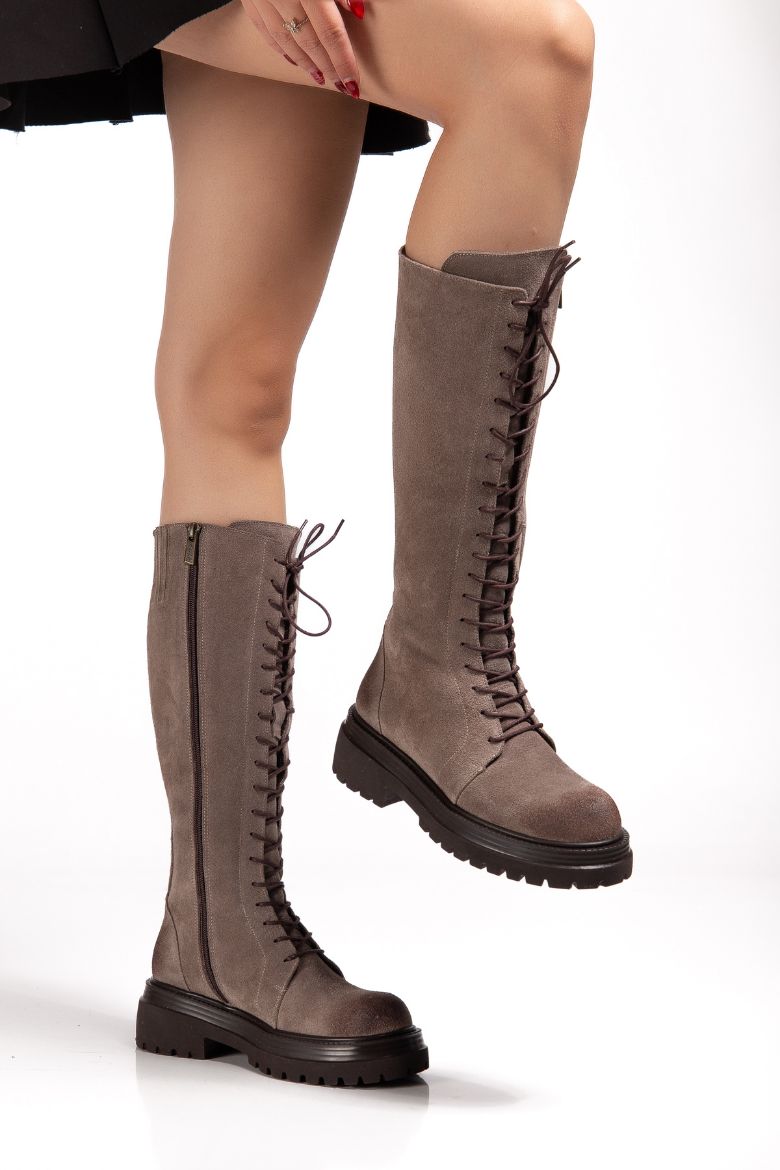 Hakiki Deri 33-34-35 Numaradan 41-42-43 Numaraya Kadar Kadın Kışlık Süet Çizme Vizon Süet resmi