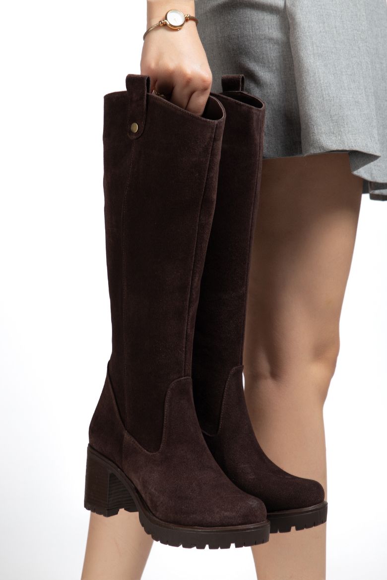 Hakiki Deri 36 Numaradan 41 Numaraya Kadar Kadın Kışlık Çizme Kahverengi resmi