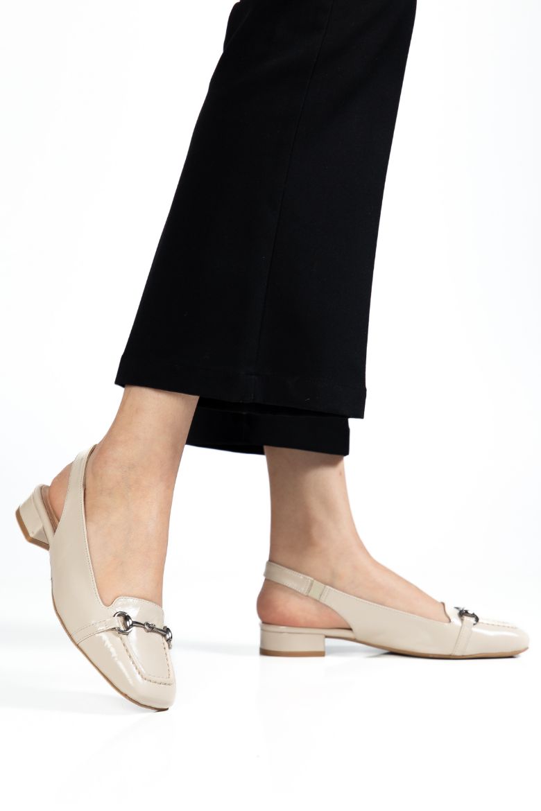 Hakiki Rugan Deri 35-36-37-38-39-40-41-42-43-44 Numara Kadın Sandalet Bej Rugan resmi