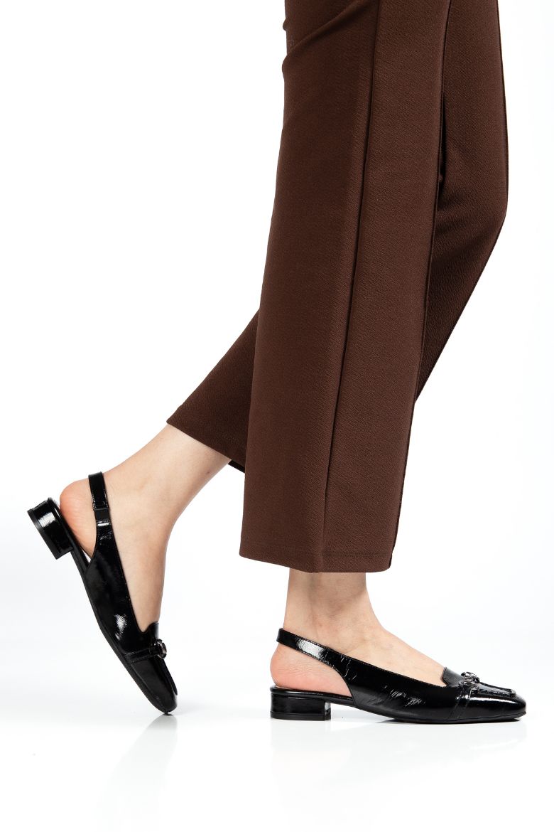 Hakiki Rugan Deri 35-36-37-38-39-40-41-42-43-44 Numara Kadın Sandalet Siyah Rugan resmi