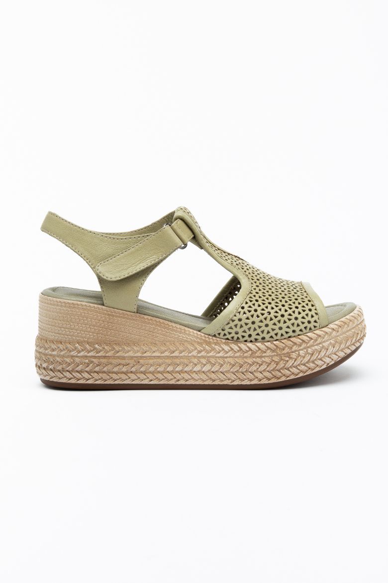 Hakiki Deri 34-35-36-37-38-39-40-41 Numara Yumuşak Tabanlı Dolgu Topuk Sandalet Açık Yeşil resmi