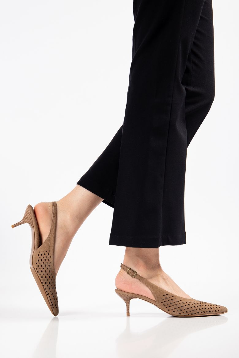 Hakiki Süet Deri 34-35-36-37-38-39-40-41 Numara Kadın Stiletto Ayakkabı Cappuccino Süet resmi