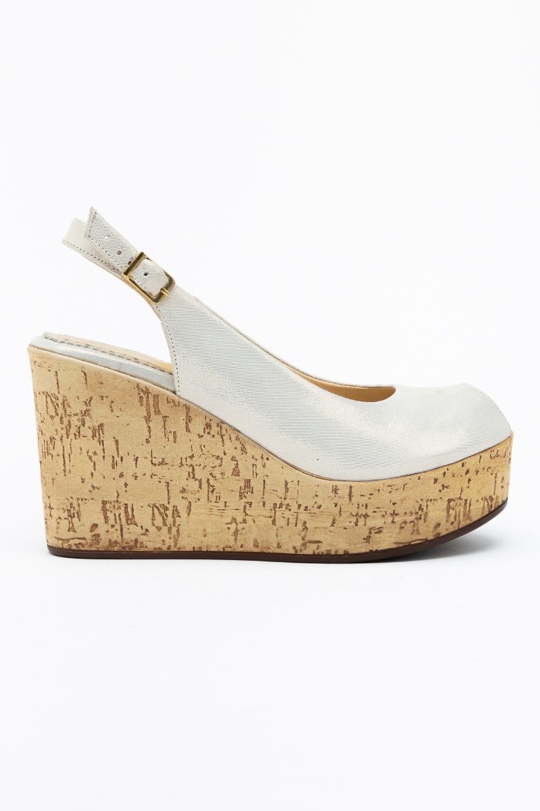 Hakiki Deri 34-35-36-37-38-39-40 Numara Doğal Mantar Görünümlü Kadın Sandalet Beyaz Sim resmi