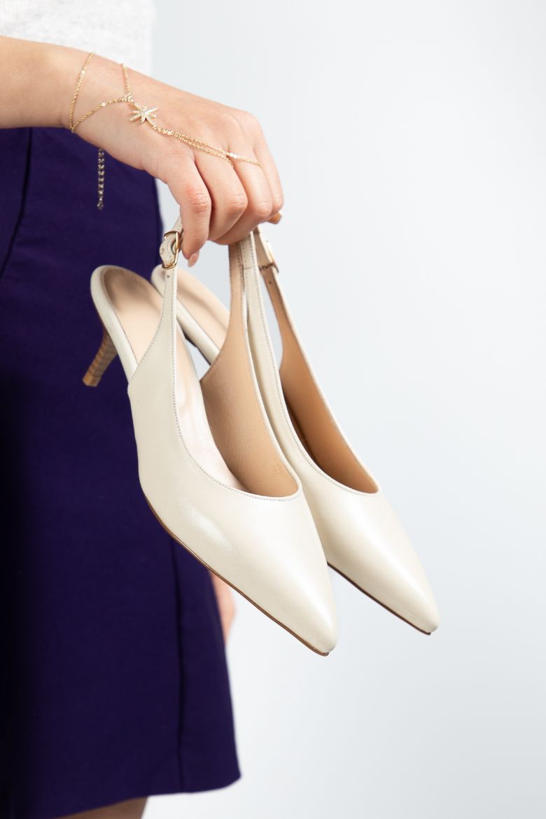 Hakiki Deri Stiletto 35-36-37-38-39-40-41-42-43 Numara Kadın Ayakkabı Bej resmi