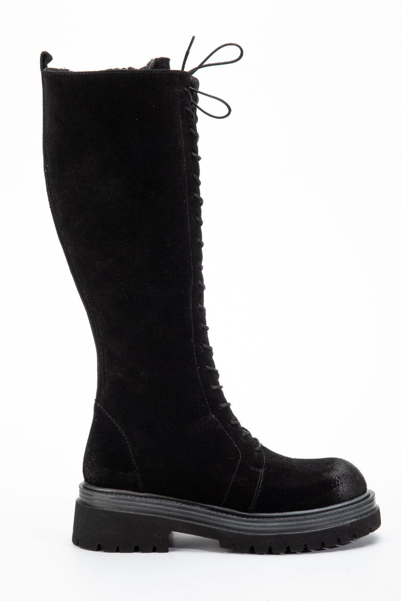 Hakiki Deri 33-34-35 Numaradan 41-42-43 Numaraya Kadar Kadın Kışlık Süet Çizme Siyah Süet resmi