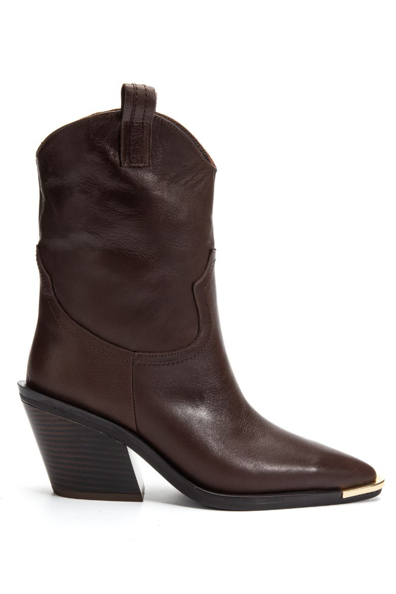 Hakiki Deri 36 Numaradan 41 Numaraya Kadar Kadın Kovboy/Western Uzun Bot Kahverengi resmi