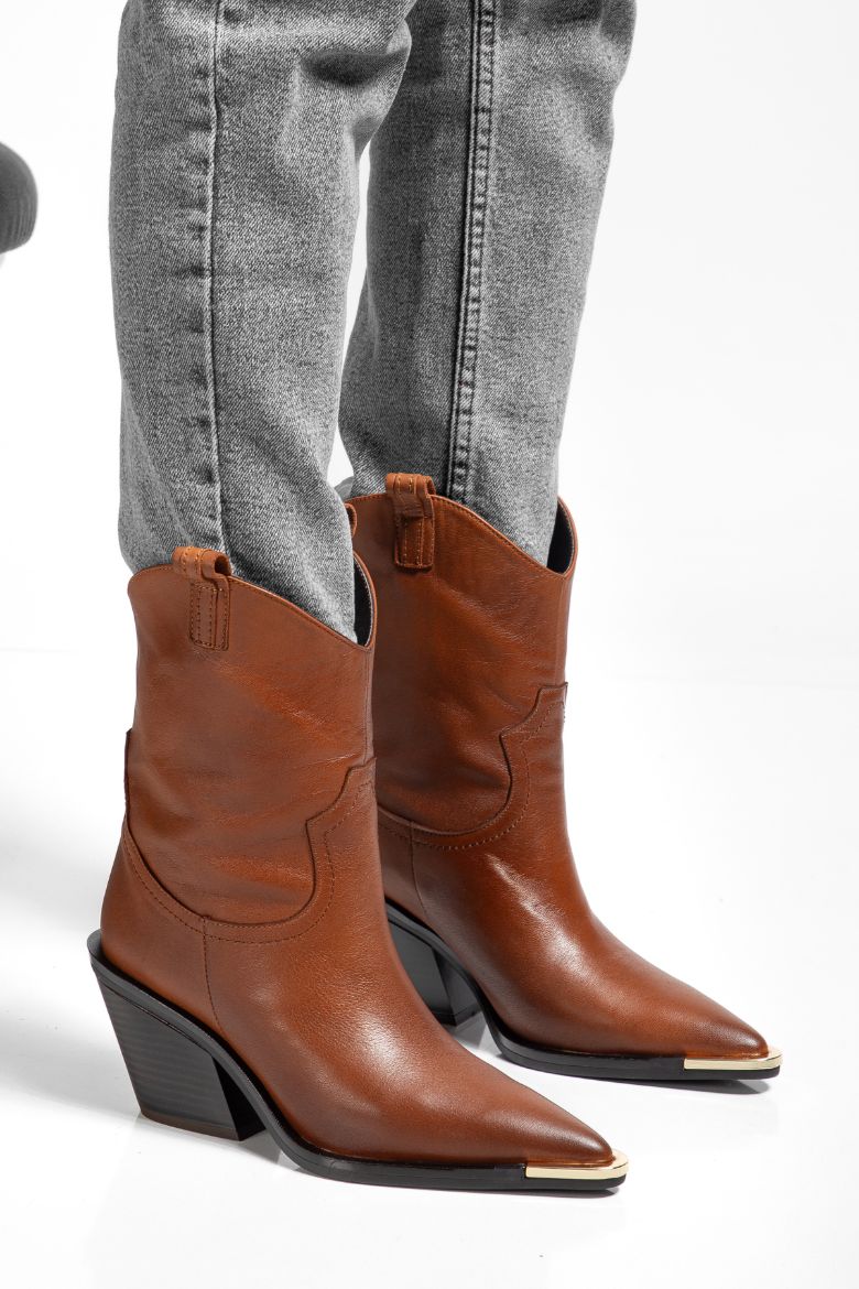 Hakiki Deri 36 Numaradan 41 Numaraya Kadar Kadın Kovboy/Western Uzun Bot Taba resmi