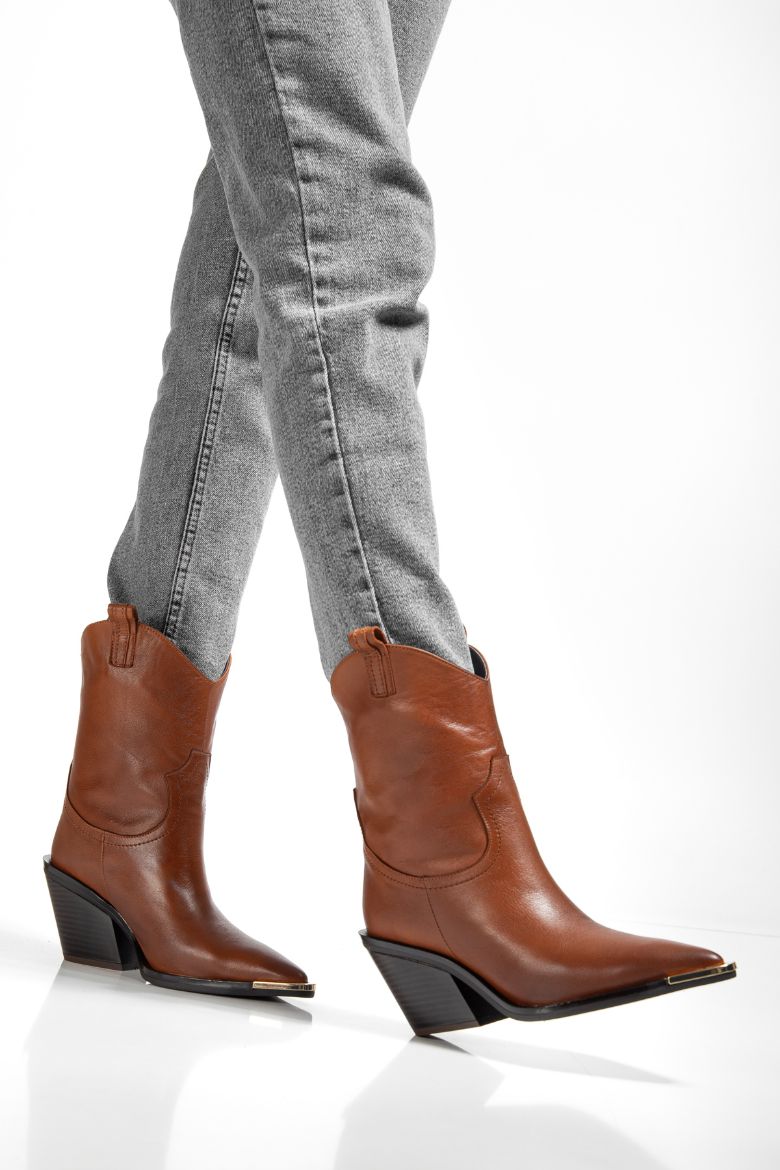 Hakiki Deri 36 Numaradan 41 Numaraya Kadar Kadın Kovboy/Western Uzun Bot Taba resmi