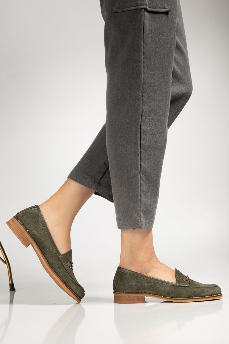 Hakiki Deri 33-34-35-36 Numaradan 41-42-43-44-45 Numaraya Kadar Kadın Ayakkabı Yeşil Süet resmi