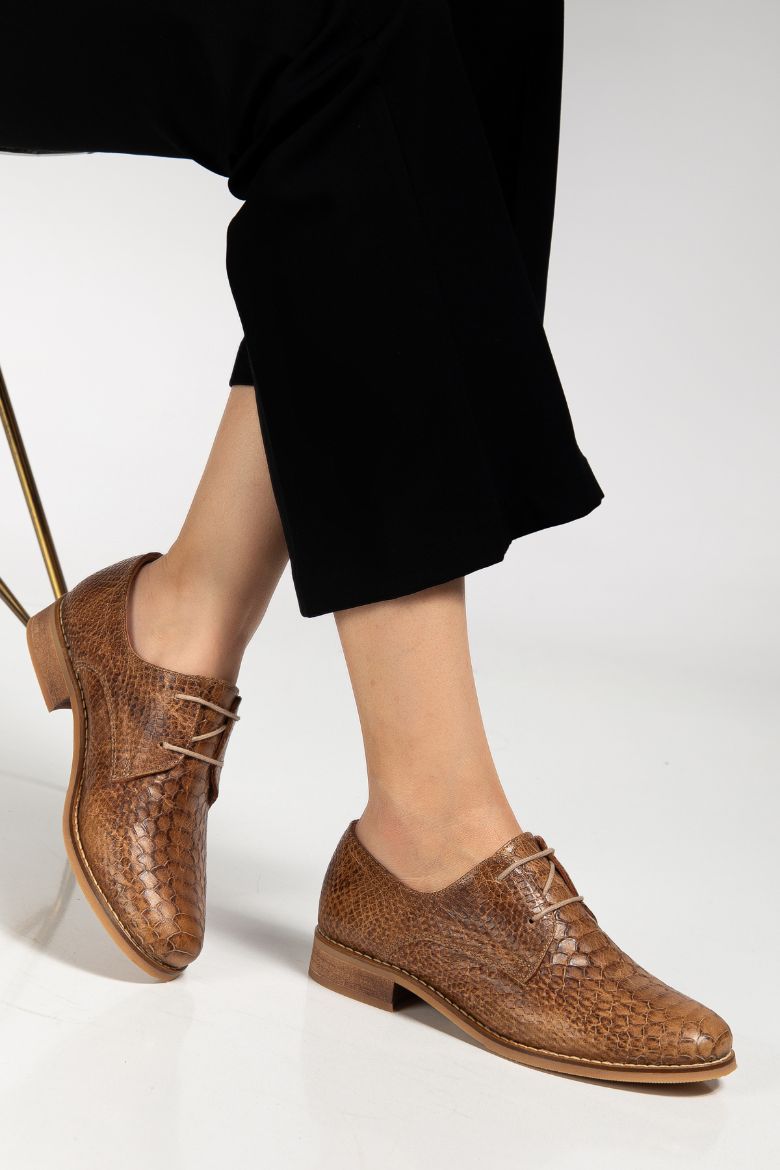 Hakiki Deri 33-34-35-36 Numaradan 41-42-43-44-45 Numaraya Kadar Kadın Ayakkabı Taba resmi