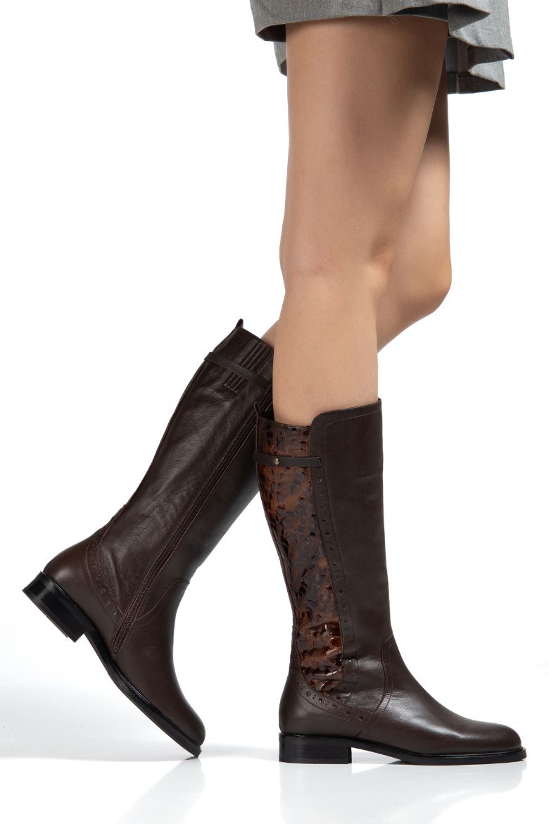 Hakiki Deri 33-34-35 Numaradan 41-42-43-44-45 Numaraya Kadar Kadın Kışlık Çizme Kahverengi resmi