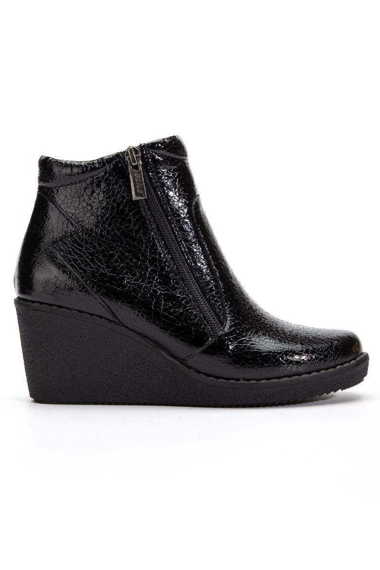 Hakiki Deri 34 -35 Numaradan 41-42 Numaraya Kadar Dolgu Topuk Kadın Bot Siyah Chicago resmi