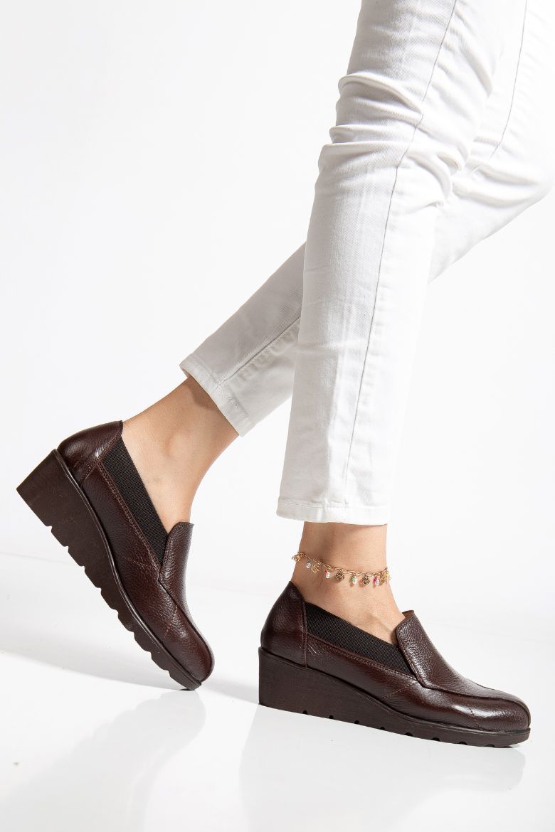 Hakiki Deri 36 Numaradan 41-42 Numaraya Kadar Comfort Kadın Ayakkabı Kahverengi resmi