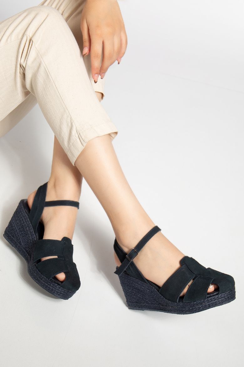 Hakiki Süet Deri 33-34-35 Numaradan 41-42-43-44 Numaraya Kadar Sandalet lacivert resmi