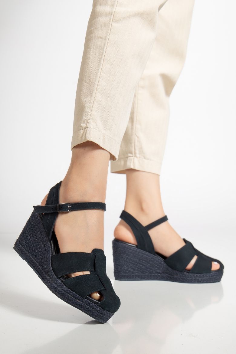 Hakiki Süet Deri 33-34-35 Numaradan 41-42-43-44 Numaraya Kadar Sandalet lacivert resmi