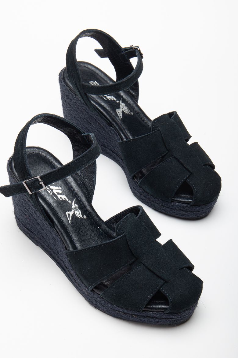 Hakiki Süet Deri 33-34-35 Numaradan 41-42-43-44 Numaraya Kadar Sandalet lacivert resmi