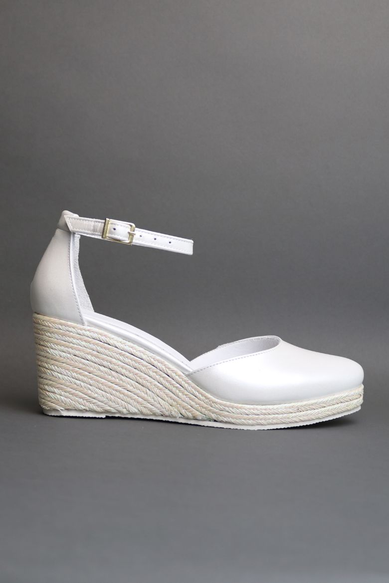 Hakiki Deri Gelinlik  Kadın Sandalet  33- 34-35-41-42  43-44 -45Numara beyaz sedefli resmi