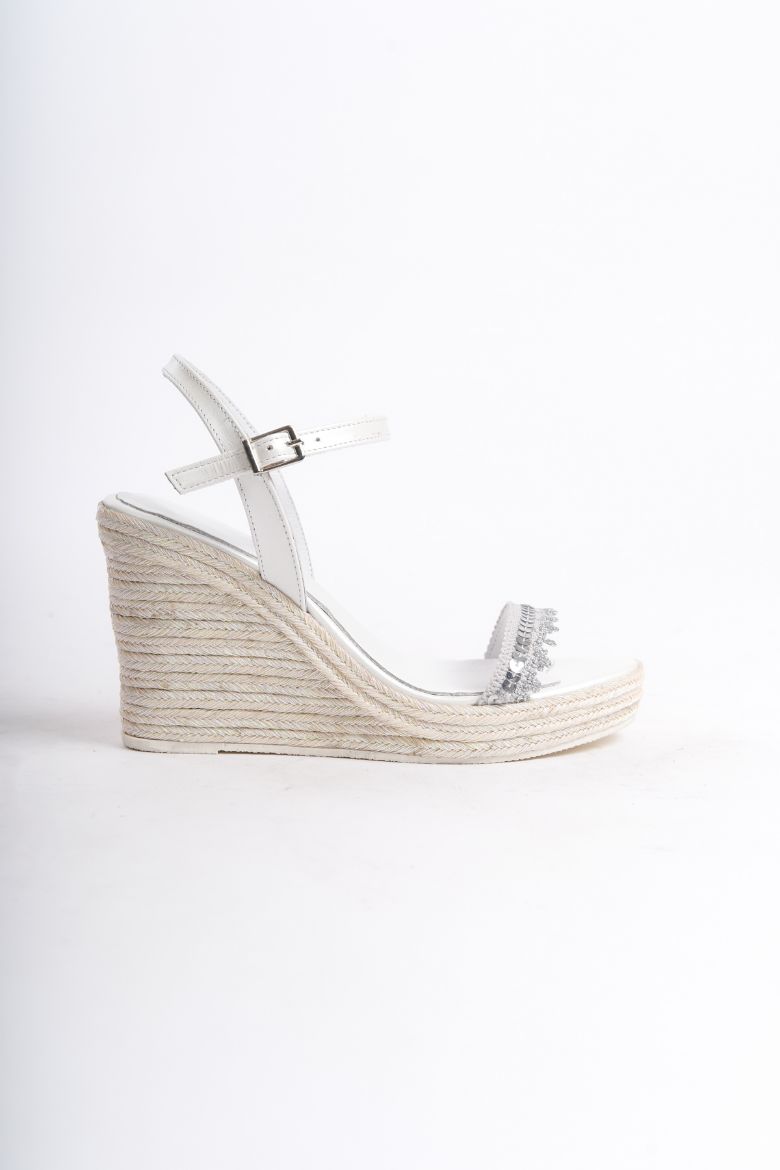 Hakiki Deri Gelinlik  Kadın Sandalet 34-35-41-42  43-44 Numara gümüş resmi