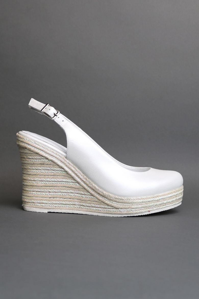 Hakiki Deri Gelinlik  Kadın Sandalet 34-35-41-42  43-44 Numara beyaz sedefli resmi