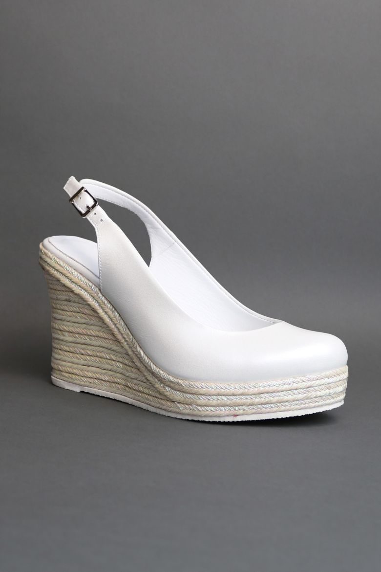 Hakiki Deri Gelinlik  Kadın Sandalet 34-35-41-42  43-44 Numara beyaz sedefli resmi