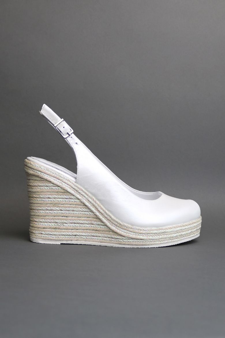 Hakiki Deri Gelinlik  Kadın Sandalet 34-35-41-42  43-44 Numara beyaz sedefli resmi