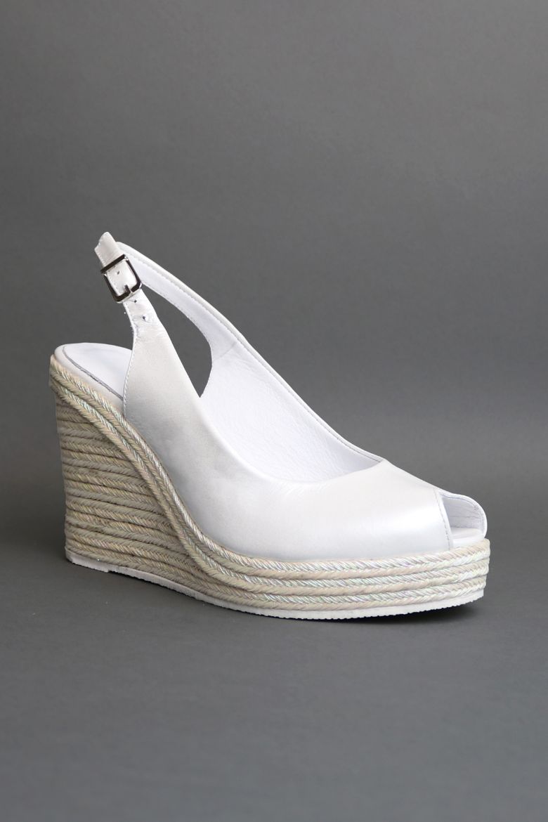 Hakiki Deri Gelinlik  Kadın Sandalet 34-35-41-42  43-44 Numara beyaz sedefli resmi