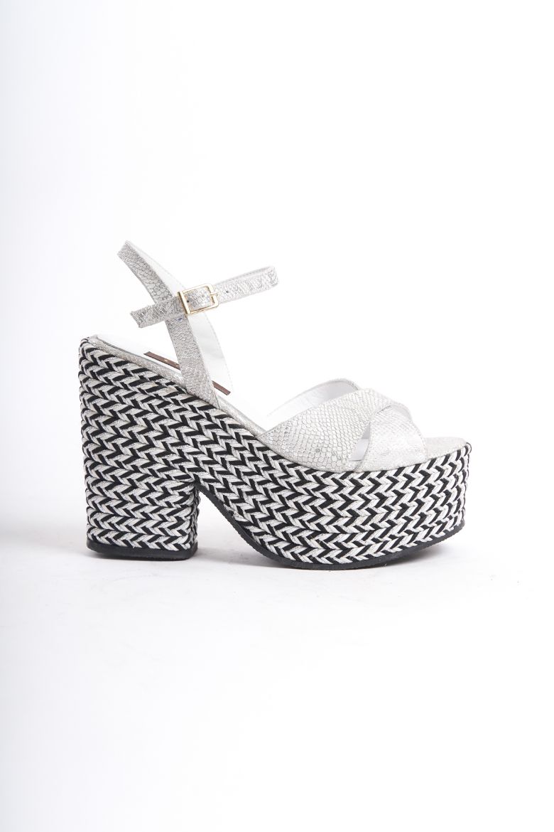 Hakiki Deri Topuklu Gelinlik 33-34-35-41-42-43-44 -45 Numara Sandalet gümüş yılan resmi