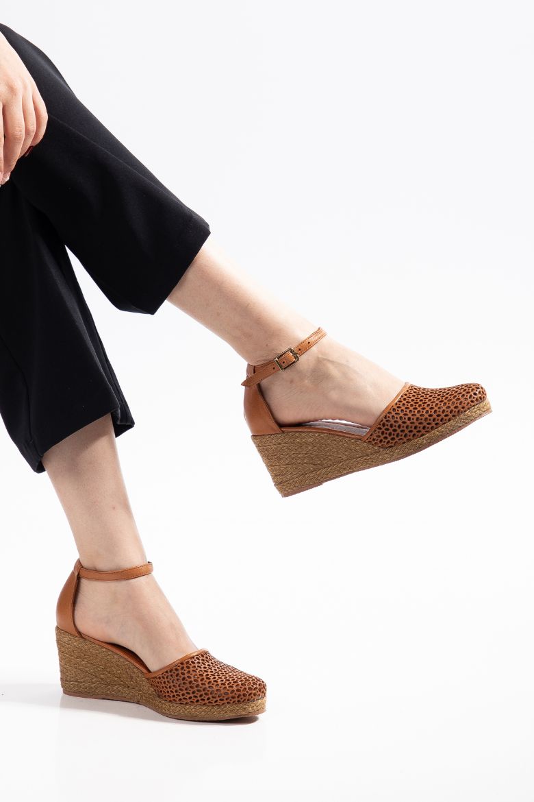 Hakiki Deri Espadril 33-34- 42-43-44-45 Numara Kadın Sandalet taba resmi