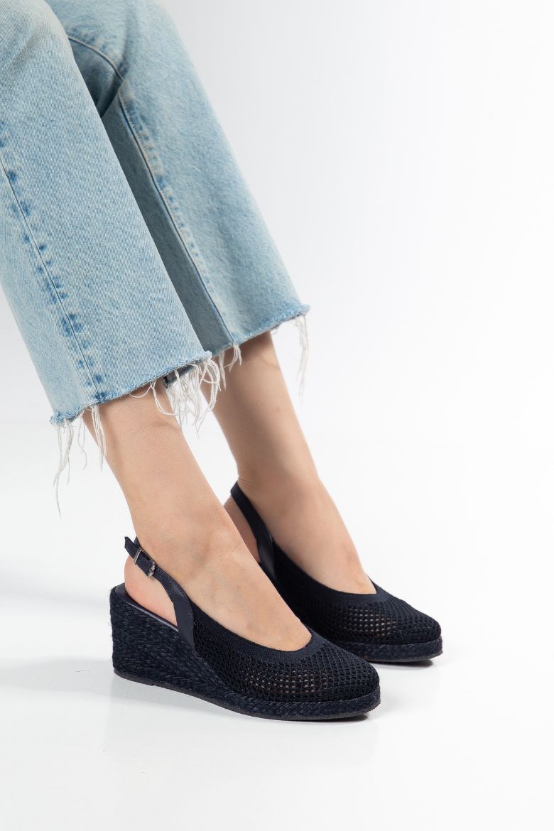 Triko Espadril 33-34 'ten 42-43-44-45 'e Kadar Kadın Sandalet Lacivert resmi