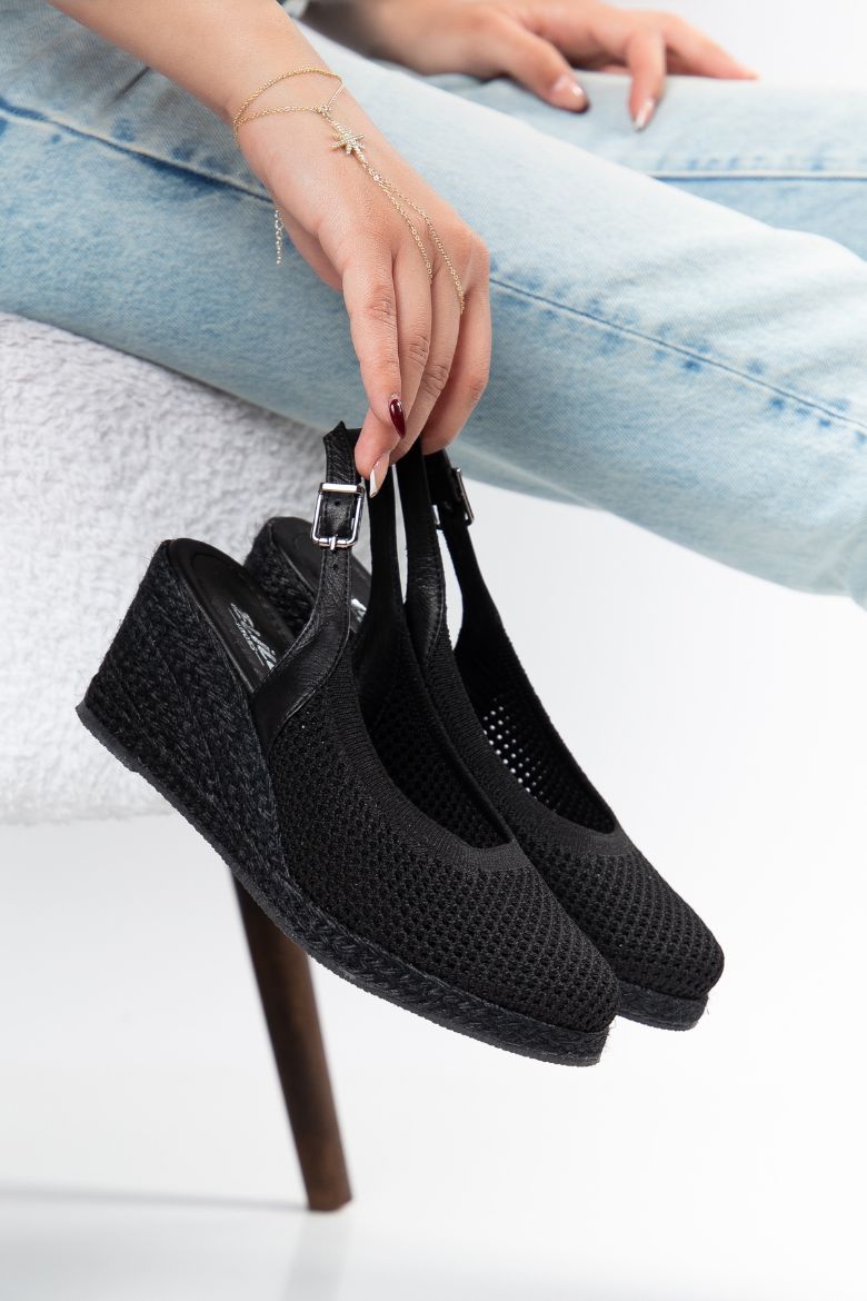 Triko Espadril 33-34 'ten 42-43-44-45 'e Kadar Kadın Sandalet Siyah resmi