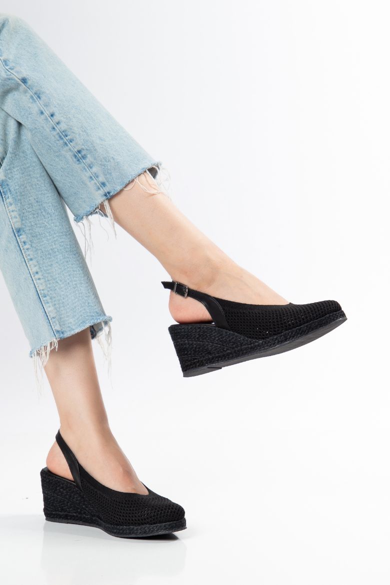 Triko Espadril 33-34 'ten 42-43-44-45 'e Kadar Kadın Sandalet Siyah resmi