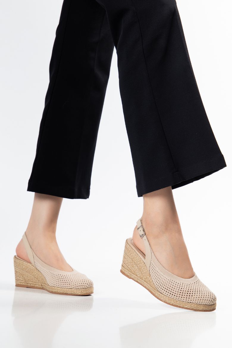 Triko Espadril 33-34 'ten 42-43-44-45 'e Kadar Kadın Sandalet Bej resmi