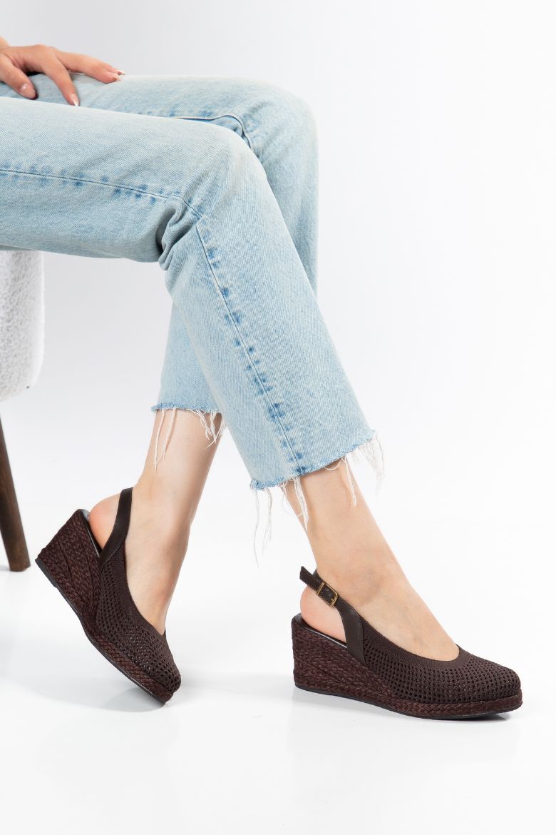 Triko Espadril 33-34 'ten 42-43-44-45 'e Kadar Kadın Sandalet Kahverengi resmi
