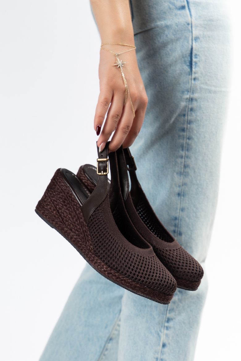 Triko Espadril 33-34 'ten 42-43-44-45 'e Kadar Kadın Sandalet Kahverengi resmi