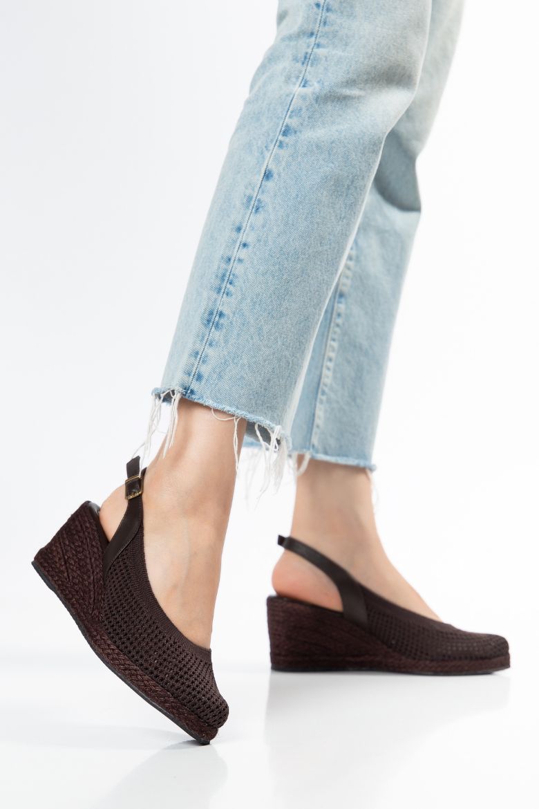 Triko Espadril 33-34 'ten 42-43-44-45 'e Kadar Kadın Sandalet Kahverengi resmi