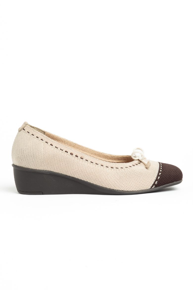 %100 Triko Dolgu Topuk Comfort 33-34-35 ten 41-42 Numaraya Kadar Kadın Ayakkabı Bej resmi